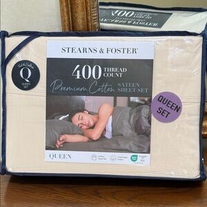 Stern’s & Foster 400-Thread Count Premium Cotton Sateen Queen Sheet Set - Cream